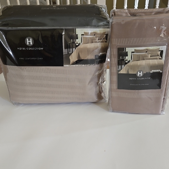 Hotel Collection Beige King Comforter Cover and Standard Pillow Sham - Picture 1 of 8